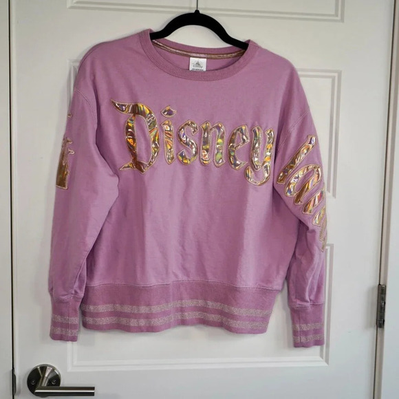 Disneyland Pink & Gold Iridescent Women’s Sweatshirt Size Medium - Picture 1 of 8